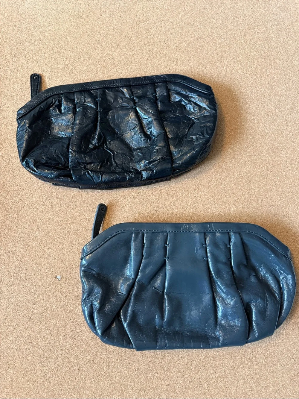 GAP Black Pleated Leather Cosmetic Pouch (Set of 2)